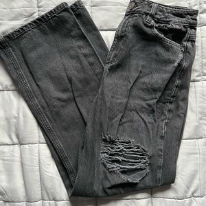 Garage Black Ripped Wide Jeans